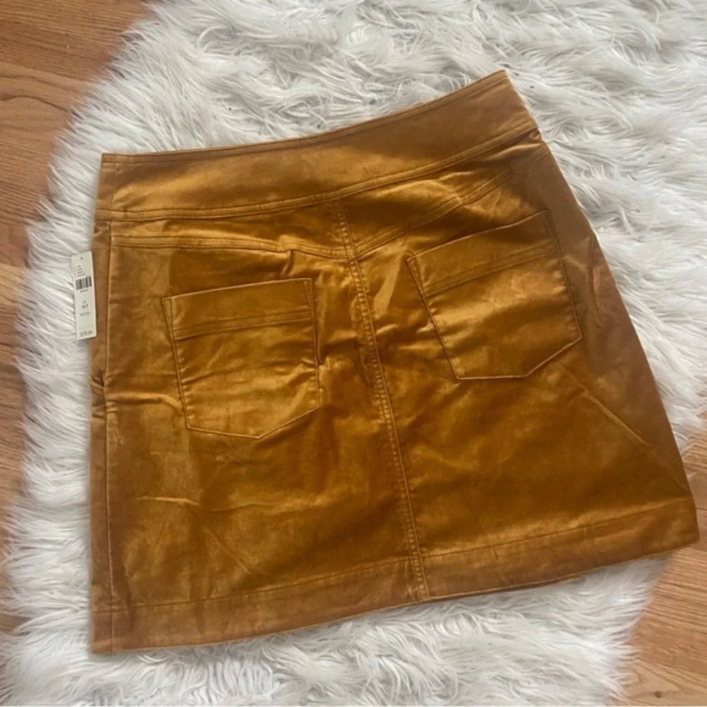 Anthropologie Orchard Orange Red Asymmetrical Button Front Velvet Mini Skirt